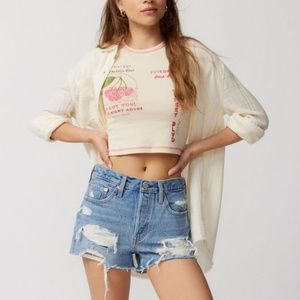UO Distressed Levi Shorts, Size L